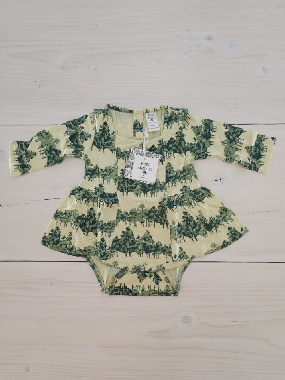 Kate Quinn Water Color Pine Ballerina Bubble 6-12m New with Tags Dress Green
